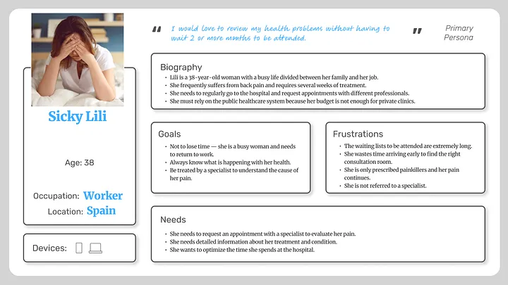 Persona image for the public healthcare appointments case study.